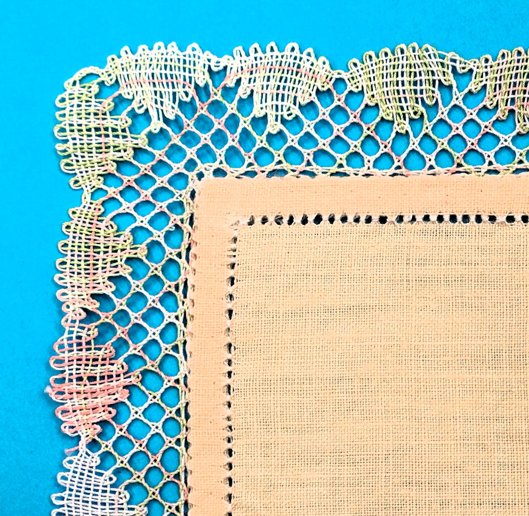 Lace worked around a corner