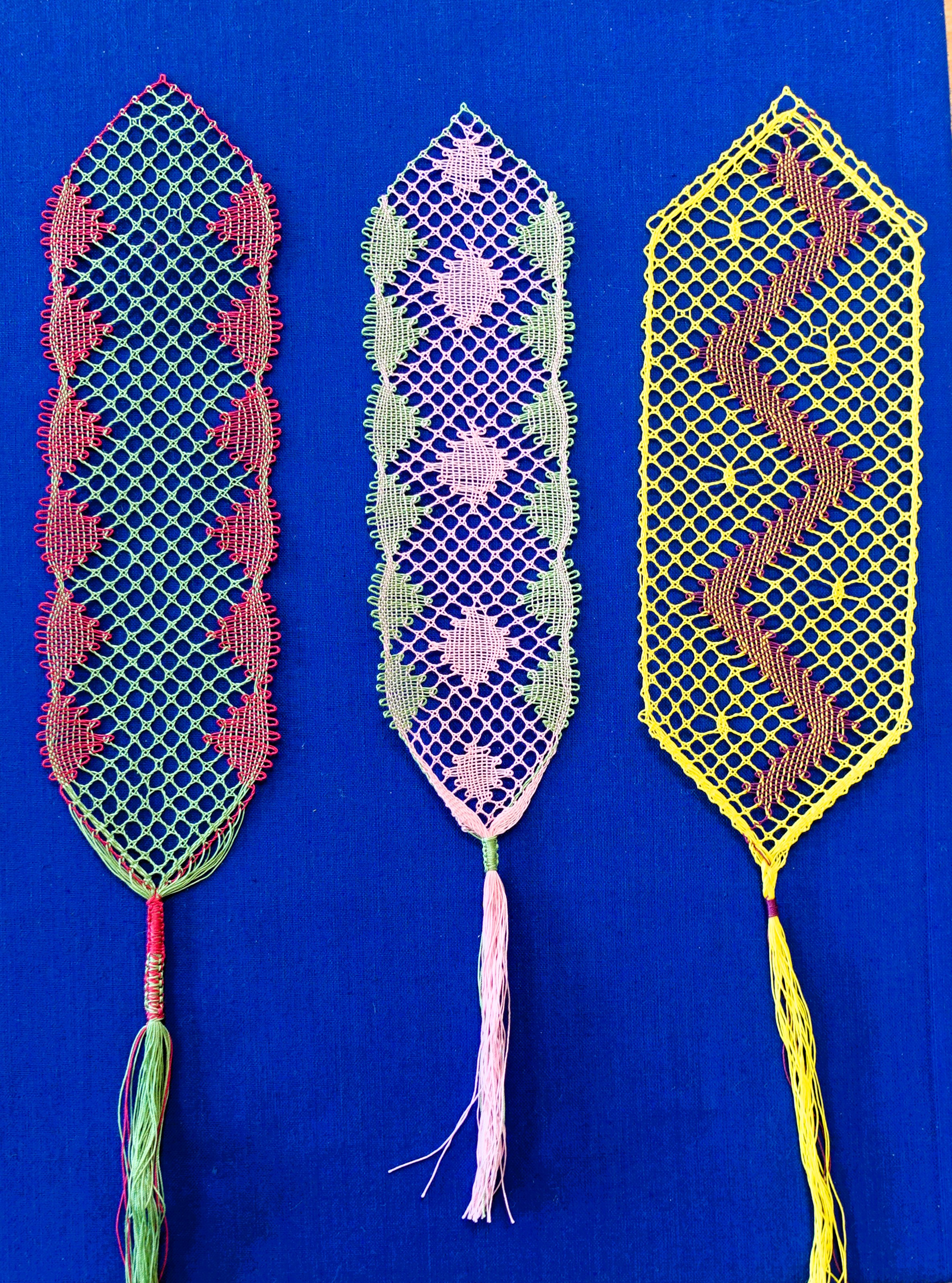 Three beginner lace bookmarks
